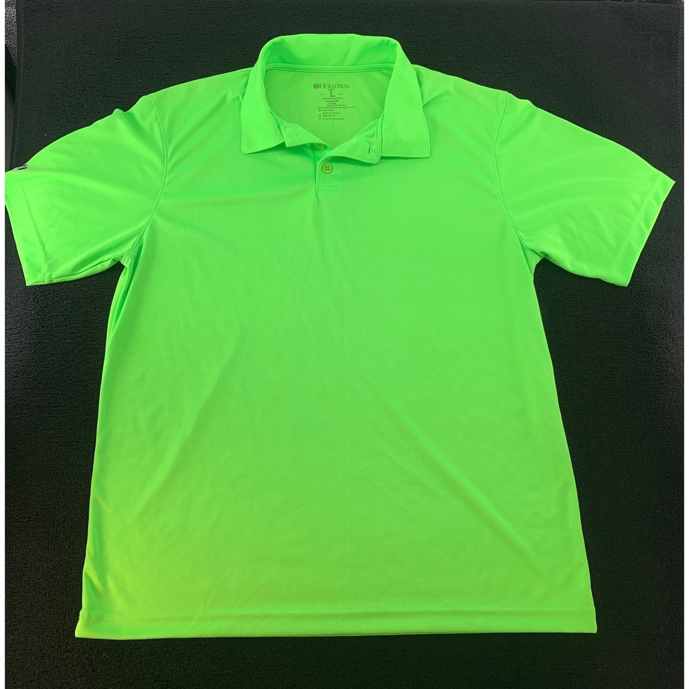 Holloway Dry Excel Neon‎ Green Polo Shirt Men's Size Large Short Sleeve Golf